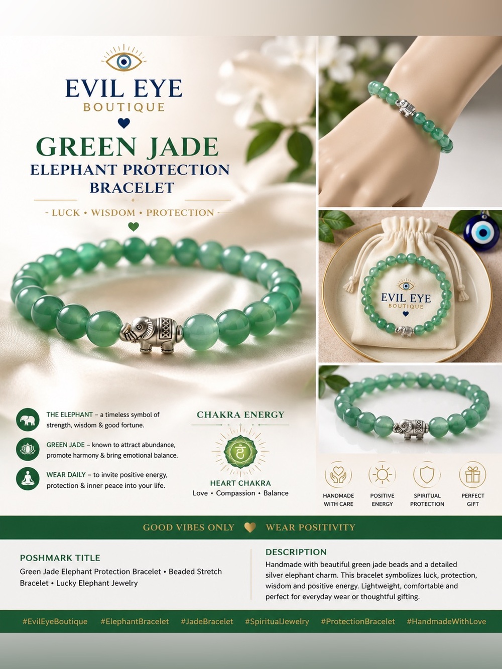 Green Jade Elephant Protection Bracelet